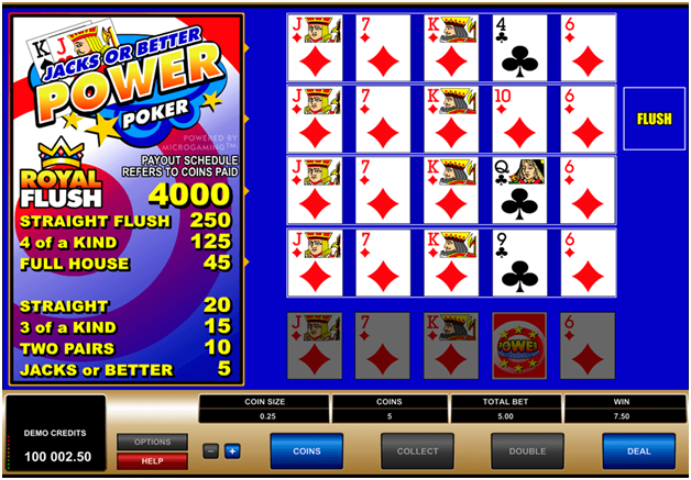 Video poker online variants