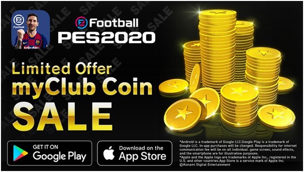 In app purchases for coins at Football PES2020