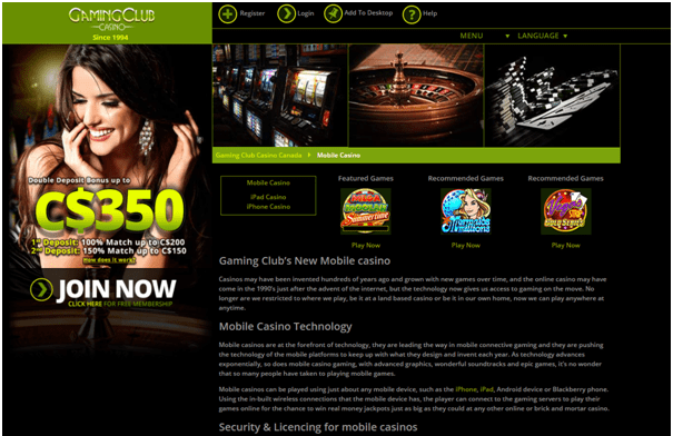 Gaming Club Casino Canada