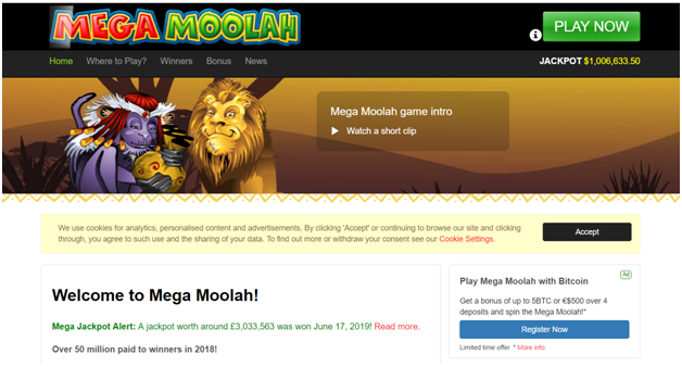 Mega Moolah Official site to play Mega Moolah slots in CAD