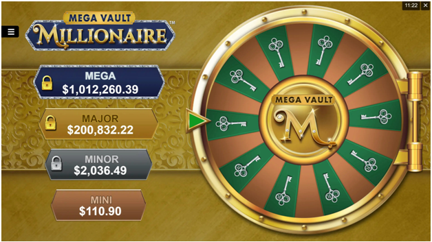 Mega Vault Millioniare Jackpot wheel