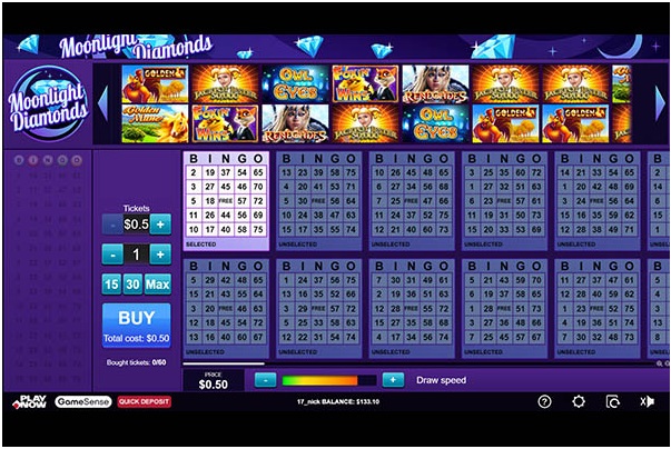 Moonlight Diamonds bingo room at Play Now Canada