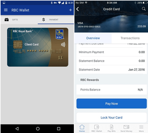 RBC credit cards- How to lock them