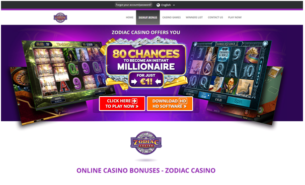 Zodiac Casino Bonus