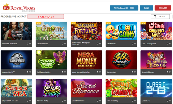 royal Vegas casino real money slots- Choose slot to play